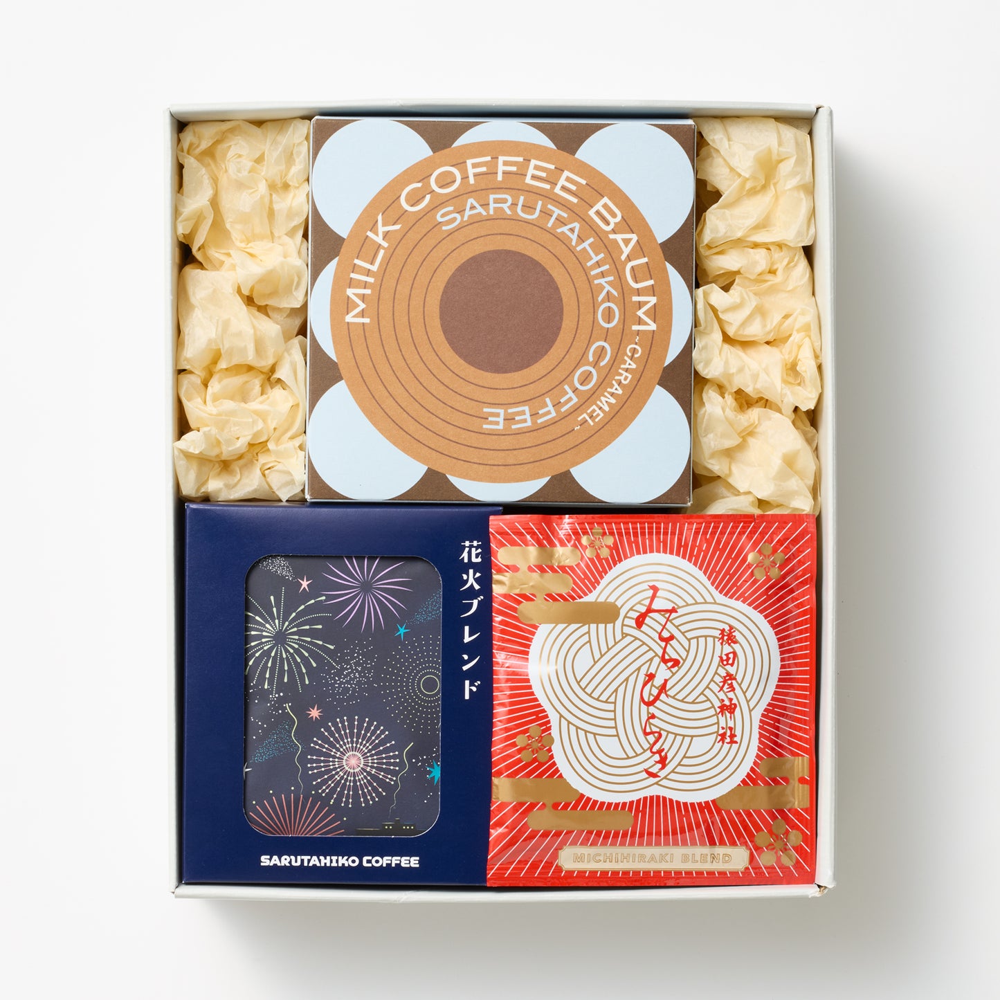 季節のドリップバッグ2種とミルクコーヒーバウムのギフト【花火ブレンド】